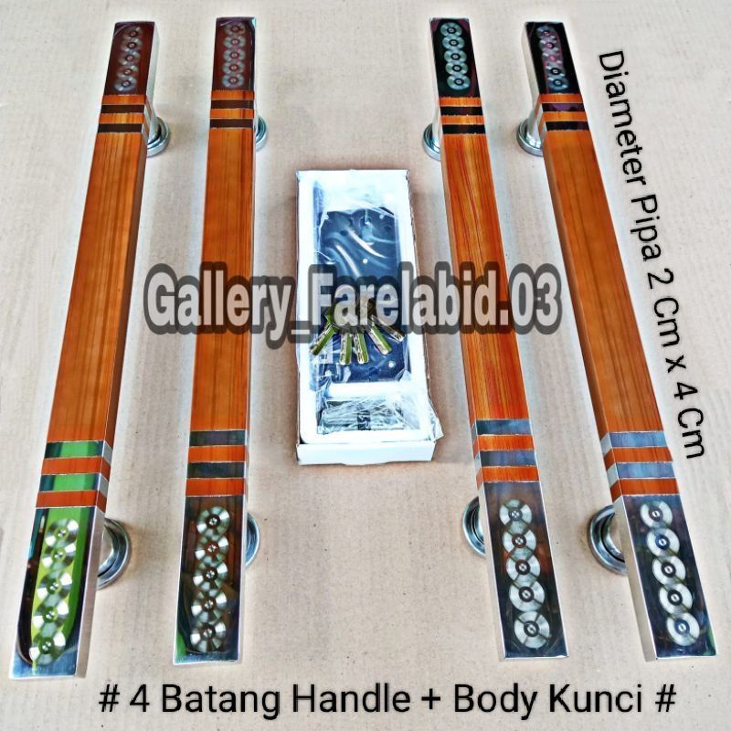 4 Pcs Handle Pintu Rumah Stainless Steel 1 Meter Set Kunci Gagang Tarikan Pintu Minimalis 100 Cm Pegangan Pintu Kupu Tarung