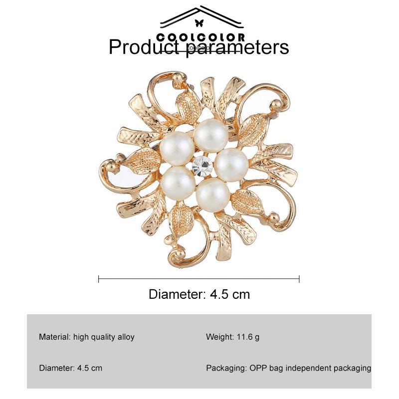 COD❤️ Bros Pakaian All-Match High-end Pearl Fashion Floral Alloy  Kepingan Salju Berlapis Perak Aksesoris Wanita Fashion Mewah Korea