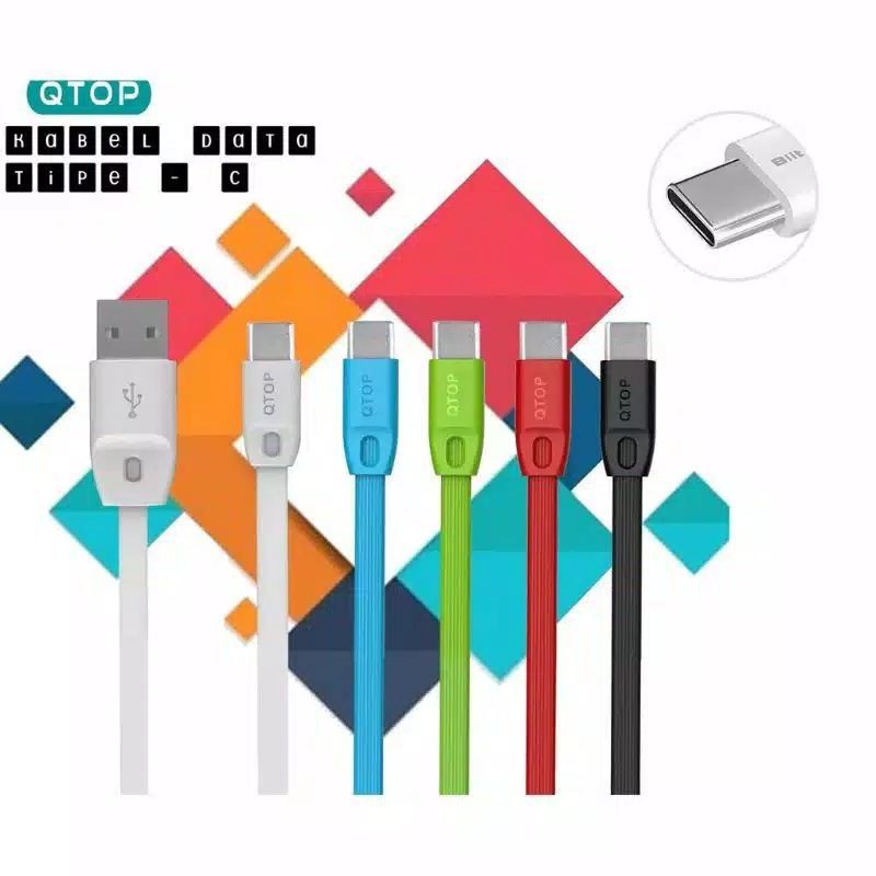 KABEL DATA QTOP TYPE-C 1TOPLES ISI 50PCS KABEL CHARGER QTOP TIPE C KABEL CASAN QTOP TYPE C ISI 50PCS