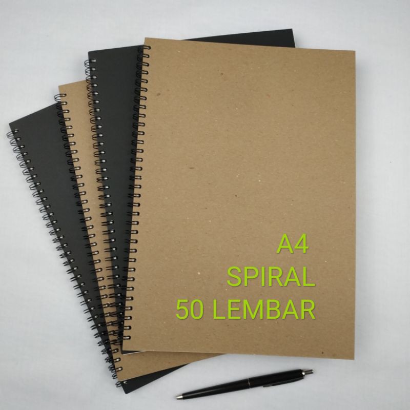 BUKU TULIS NOTEBOOK catatan A4 JILID SPIRAL SIMPLE BASIC TEBAL 100 HALAMAN-1