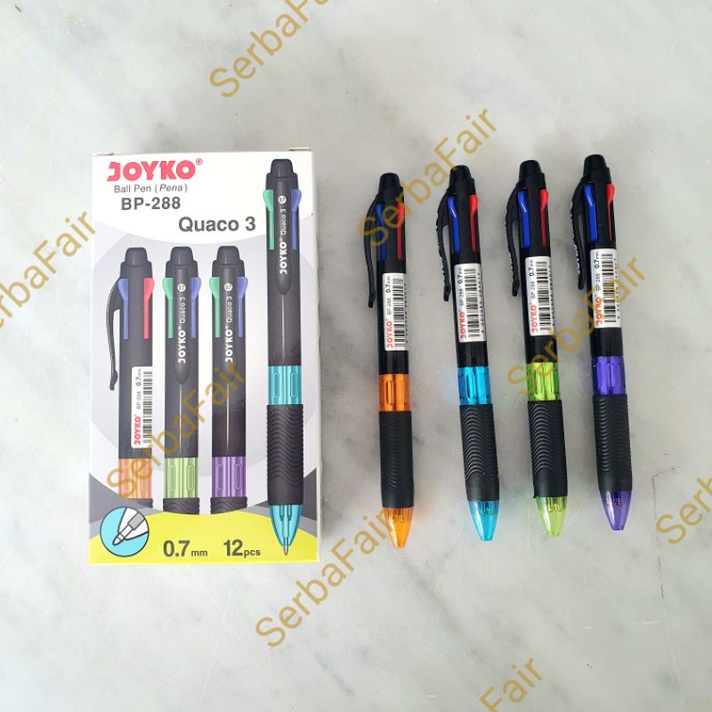 

Pulpen 4 Warna HITAM BIRU MERAH HIJAU / QUACO 3 JOYKO BP 288 / PRAKTIS