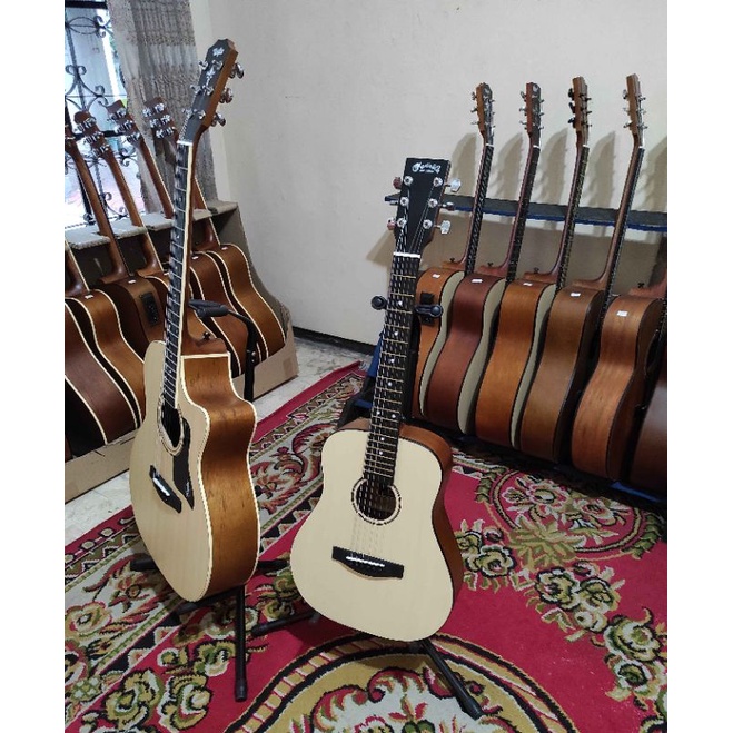 gitar akustik Elektrik junior 3/4 martein &amp; Go. tanam besi free packing kayu