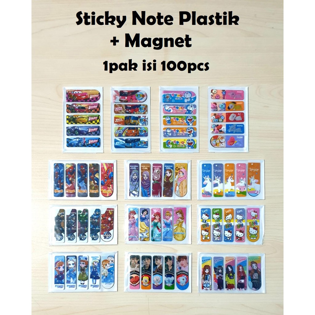 

Memo Sticky Note s/ Pembatas Buku Wzz Magnet (1 Set Isi 100 Pcs, 20 x 5 Pcs)