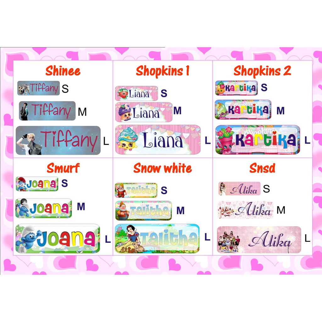 Stiker Sticker Label Nama Waterproof Basic Shine Shopkins Smurf Snow White Snsd Shopee Indonesia