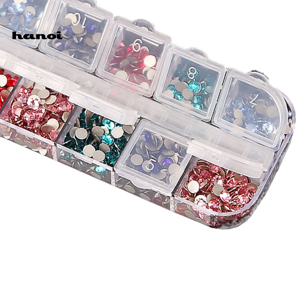 Han_ Kotak Organizer Manik-Manik / Mutiara / Rivet / Metal 12 Sekat Untuk Nail Art