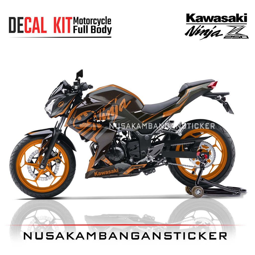 Stiker Ninja Z250 Batman Orange Kombinasi Hitam