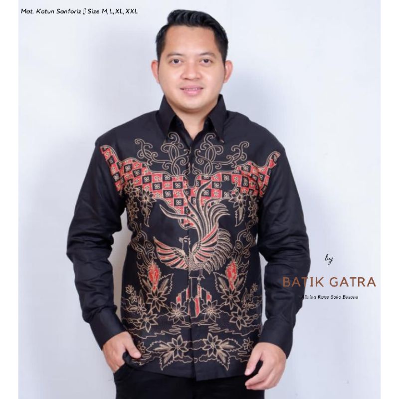 KEMEJA BATIK LENGAN PANJANG LATAR PEKSI FULL FURING