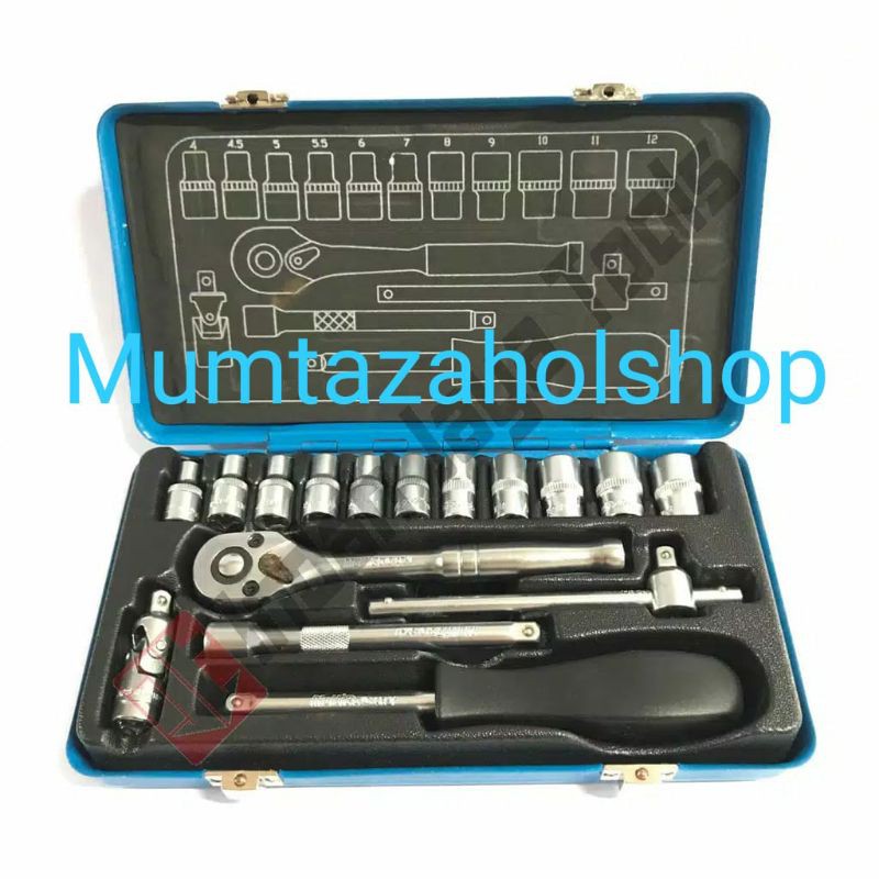 MULTIPRO Kunci Sok Set 1/4" 17 pcs Box BESI - Shock Socket Set tekiro