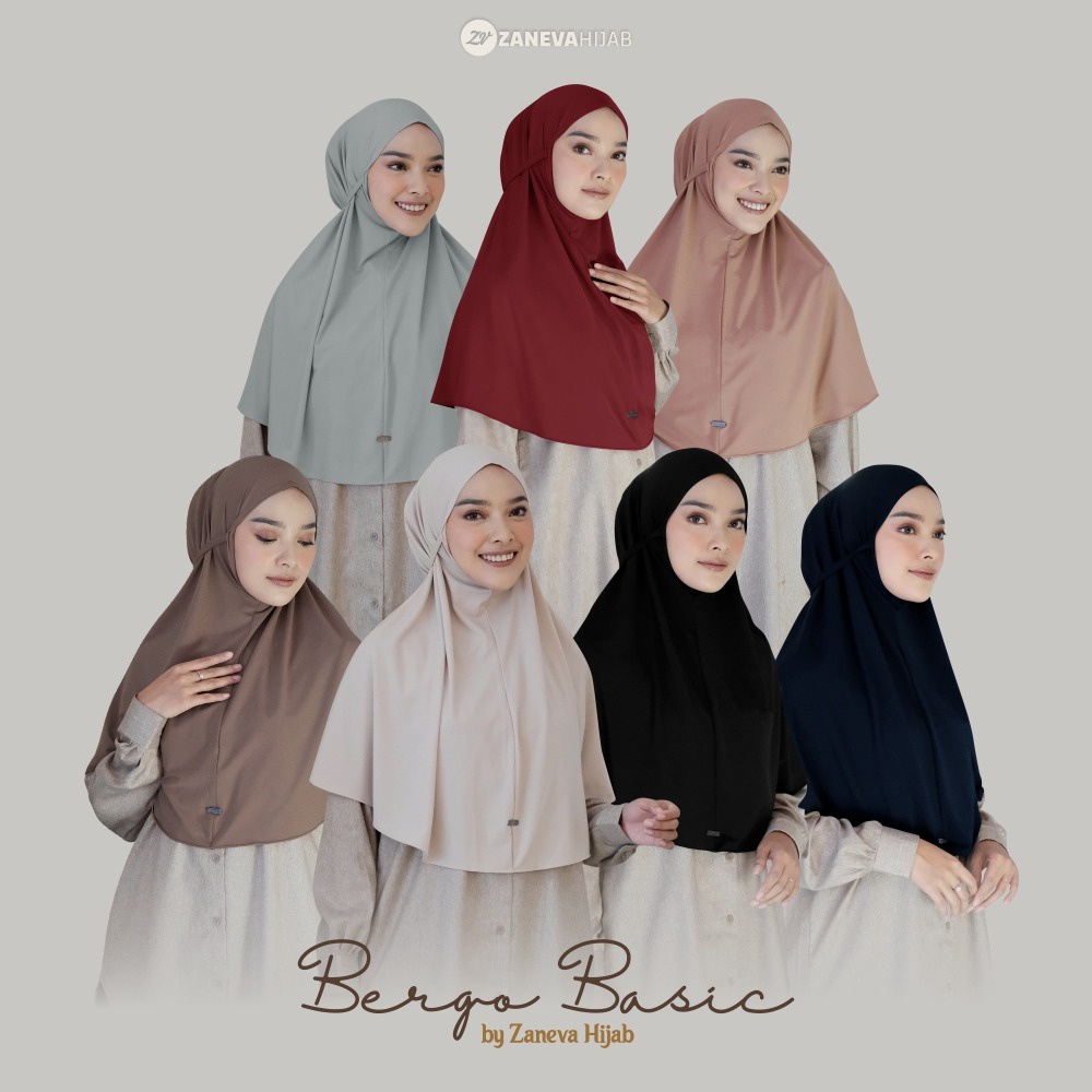 Hijab Bergo Basic By Zaneva Hijab l Bergo Polos l Hijab Jersey Adem