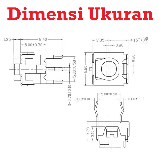 [HAEBOT] Trimpot Trimmer 500k Ohm VR 504 Variabel Resistor Potensio 3 Pin Adjustable Hambatan Pasif Komponen Elektronika Arduinoo Module Komparator