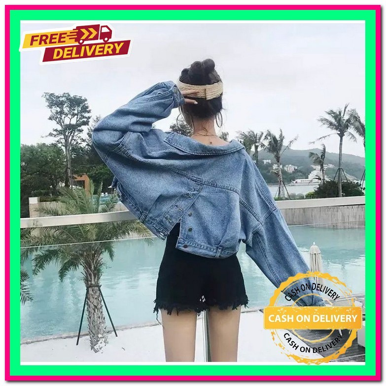 Jaket Wanita Jeans Oversize Import Jins Jacket Lepis Cewek Jumbo Crop Jaket Jeans Jaket Denim Cewek 