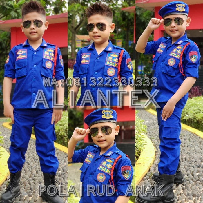 BAJU POLISI AIR - POLAIRUD -KOSTUM ANAK -BAJU PROFESI ANAK - 3-4 tahun