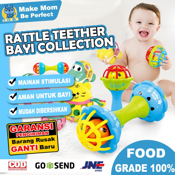 Rattle Bayi Mainan Bayi | Mainan Kerincingan Bayi | Mainan Gigitan Bayi Motif Kerincingan BPA FREE