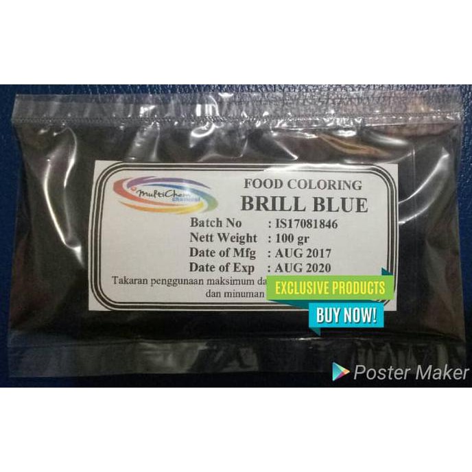 

31.87-Kue- Pewarna Makanan Food Grade Brilliant Blue / Biru || 1Kg -Terlengkap-Termurah-Dijamin.