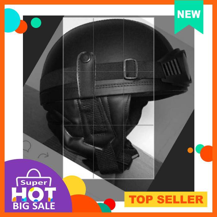 Helm Retro Chip Chips Cetok Jungli Kulit Hitam Vespa Cb