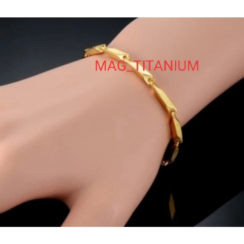 GELANG PADI TITANIUM STAINLEES STEEL PRIA WANITA ANTI KARAT DAN TIDAK LUNTUR BAJA TERLARIS