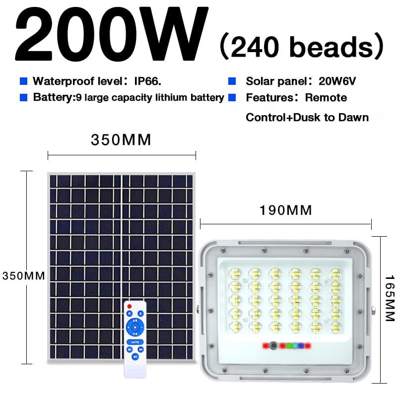 Lampu Led tenaga surya-solar cell 200W panel Surya.