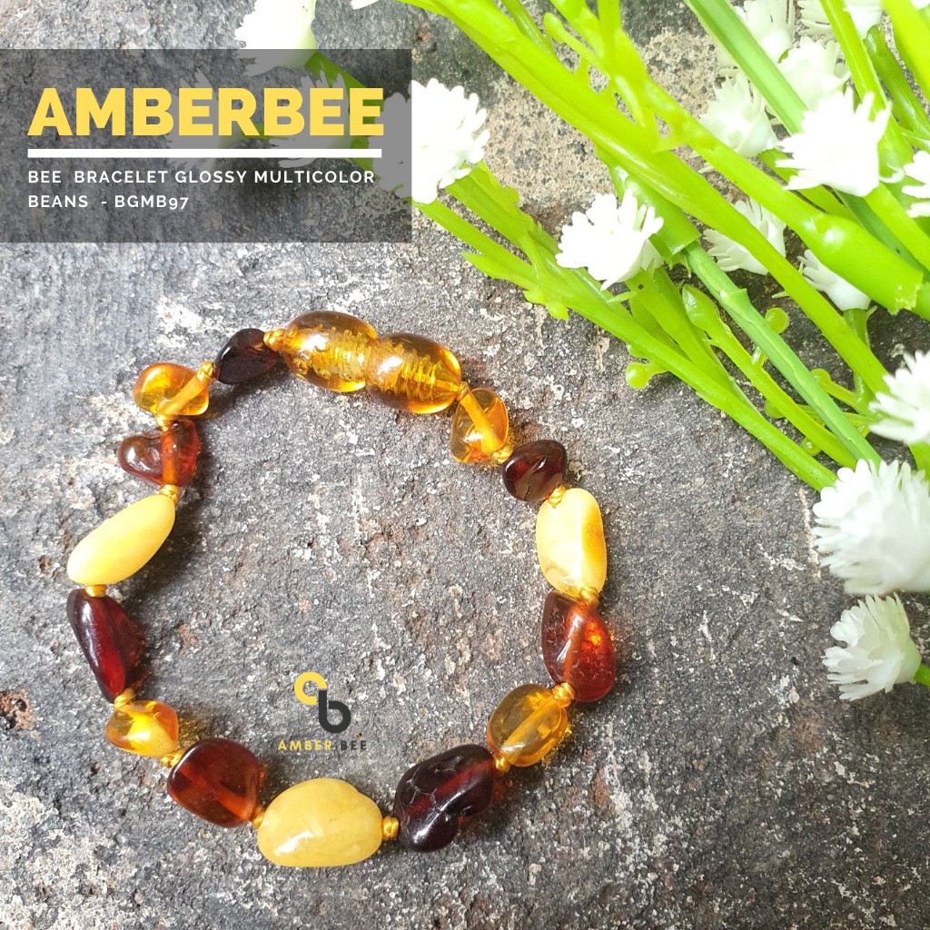 Set Kalung Bayi &amp; Anak Tumbuh Gigi Amber Lithuania Multicolor Beans 30-35cm SNGMB7597 Amber Bee