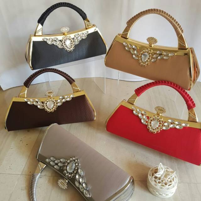 FARNELL - Tas Pesta Farnell 2492 / 2498 Clutch Kondangan Permata Motif Teardrop