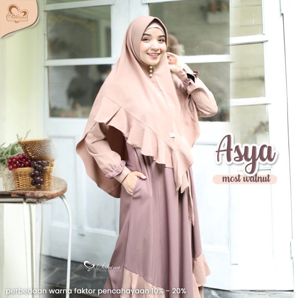 Salvina Hijab Gamis Asya Quality Premium Syari'i Dress - One Set Khimar