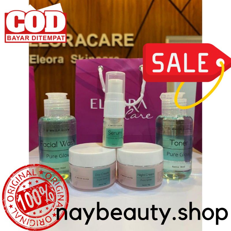 ELEORA DWHISP GLOW PURE ANTI AGING MEMBERSIHKAN FLEK / NODA HITAM DAN PEMUTIH  WAJAH SKINCARE BPOM O