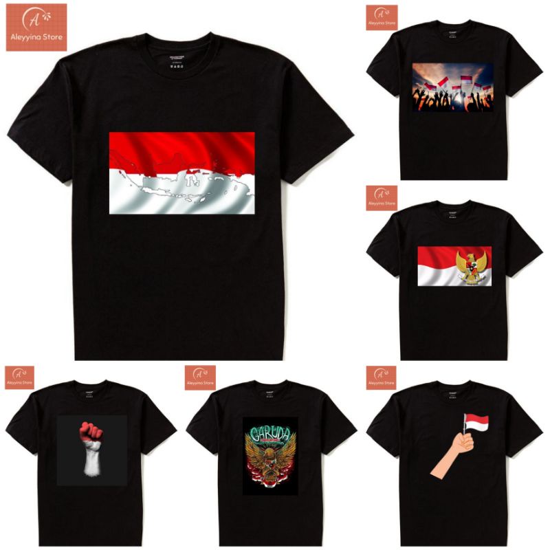 Kaos Baju MERAH PUTIH KEMERDEKAAN HUT RI murah tshirt ootd pria wanita hitam Oversize lokal katun