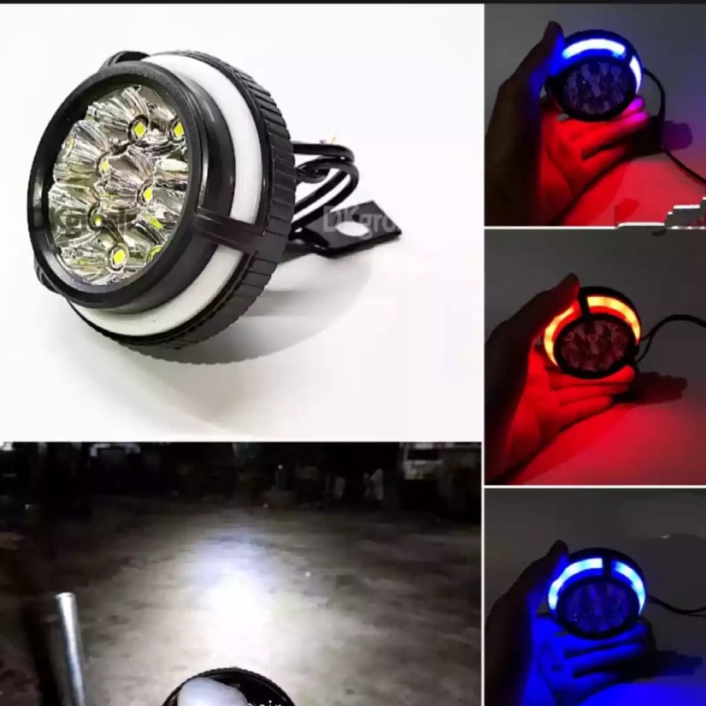 Lampu tembak sorot LED 9 mata breckett spion dengan angle eye 5 mode lamp