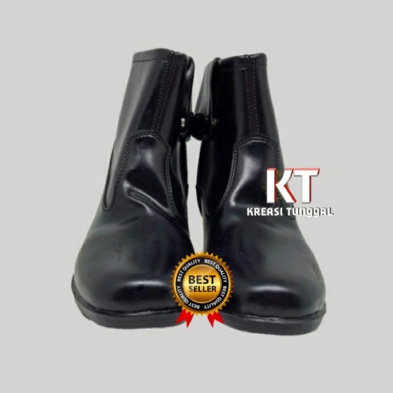 Sepatu PDL Polwan Cewek Resleting Dof | Sepatu Boots cewek