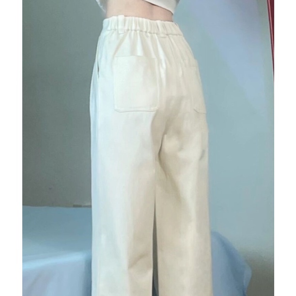 New puith korean style kekinian high waist kulot celana jeans panjang wanita