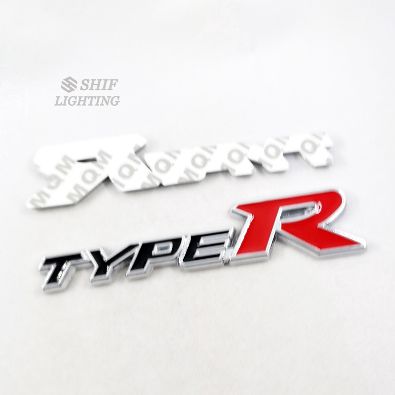 1Pc Stiker Emblem Logo Tipe R 3D Bahan Metal Untuk Fender Belakang Mobil Honda