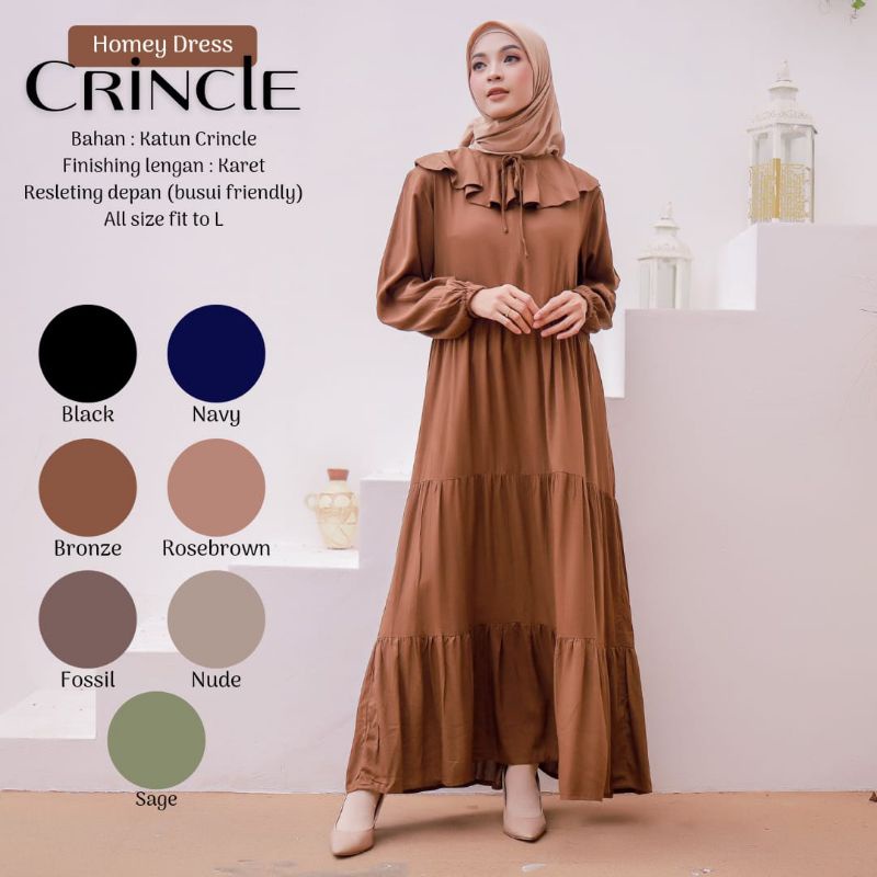 TERMURAHH!!! HOMEY DRESS CRINCLE GAMIS DEWASA JUMBO TERBARU BEST SELLER BAHAN KATUN CRINCLE NYAMAN DIPAKAI | BISA COD