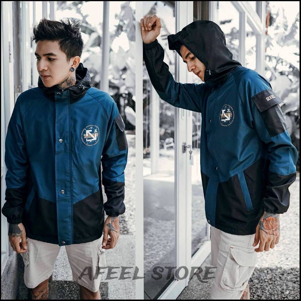 Jaket Outdoor Casual  SLVHX Blue Black - Jacket  Parasut Pria Murah Keren