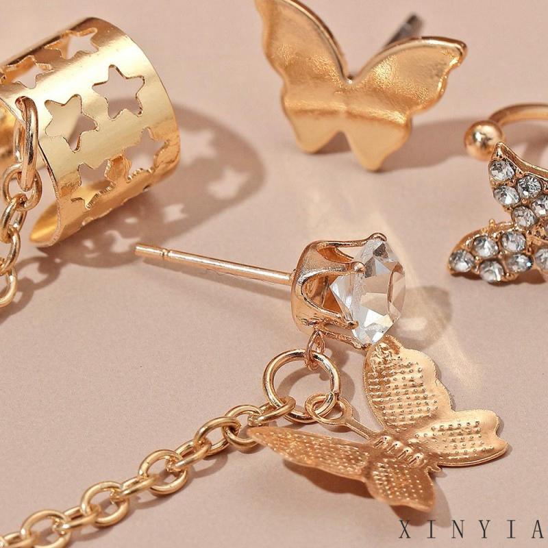 Butterfly Anting Klip Bahan Alloy Bentuk Kupu-Kupu