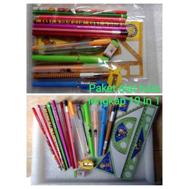 

Paket alat tulis lengkap murah isi 19 pcs