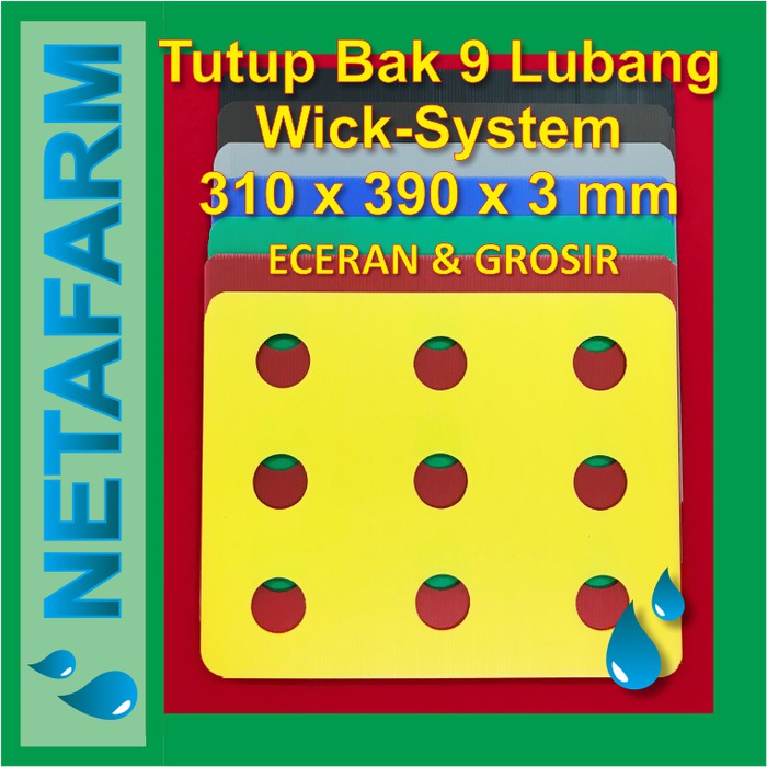 Impraboard Tutup Bak Baki Hidroponik 9 Lubang Sistem Wick