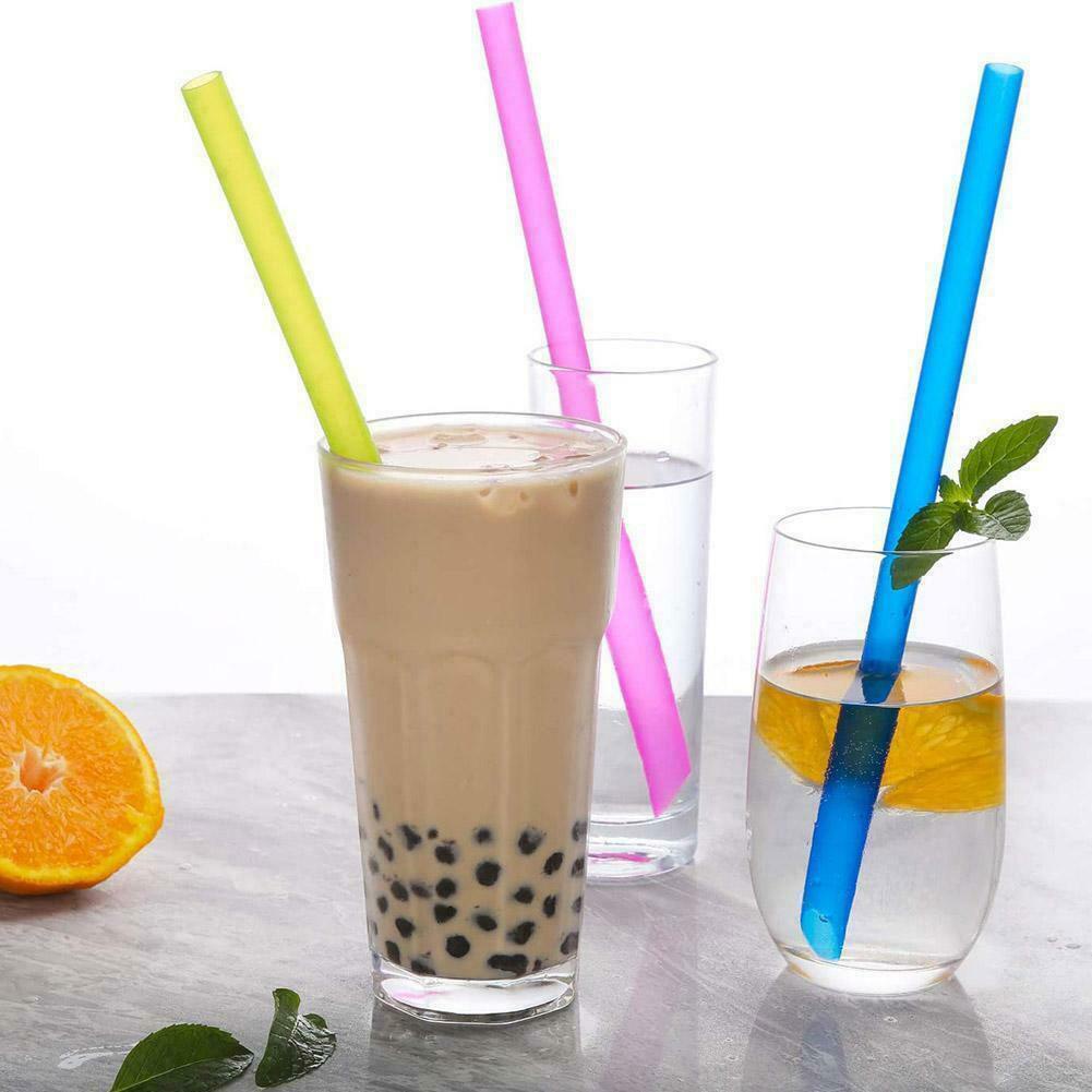 100Pcs/pack Milk Coffee Tea Drinks Straws/1.1CM Disposable Transparent Colored Plastic Straws/Safety Material Straws for Party Bar Supplies