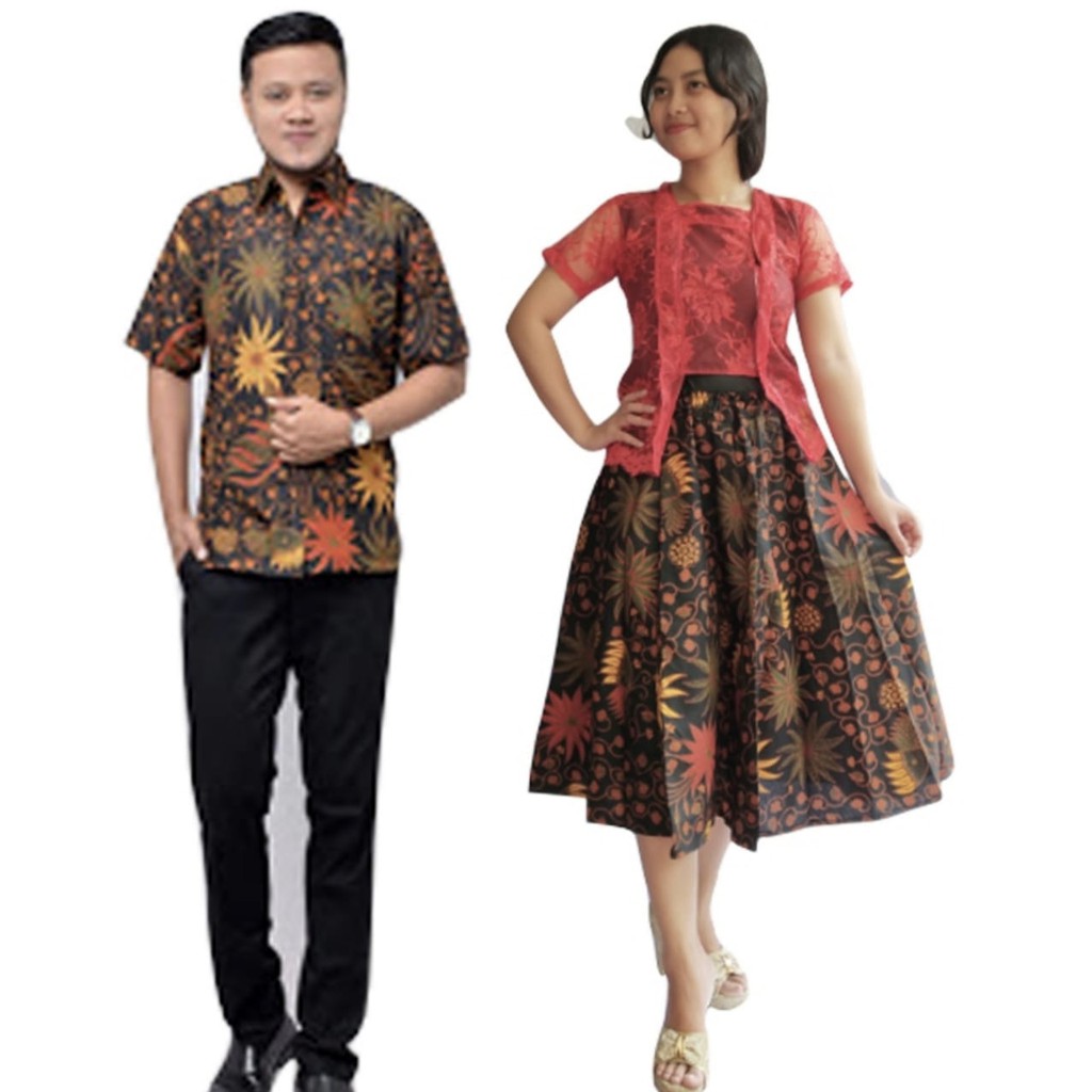 baju kondangan resepsi couple batik bahan katun warna merah BSG581