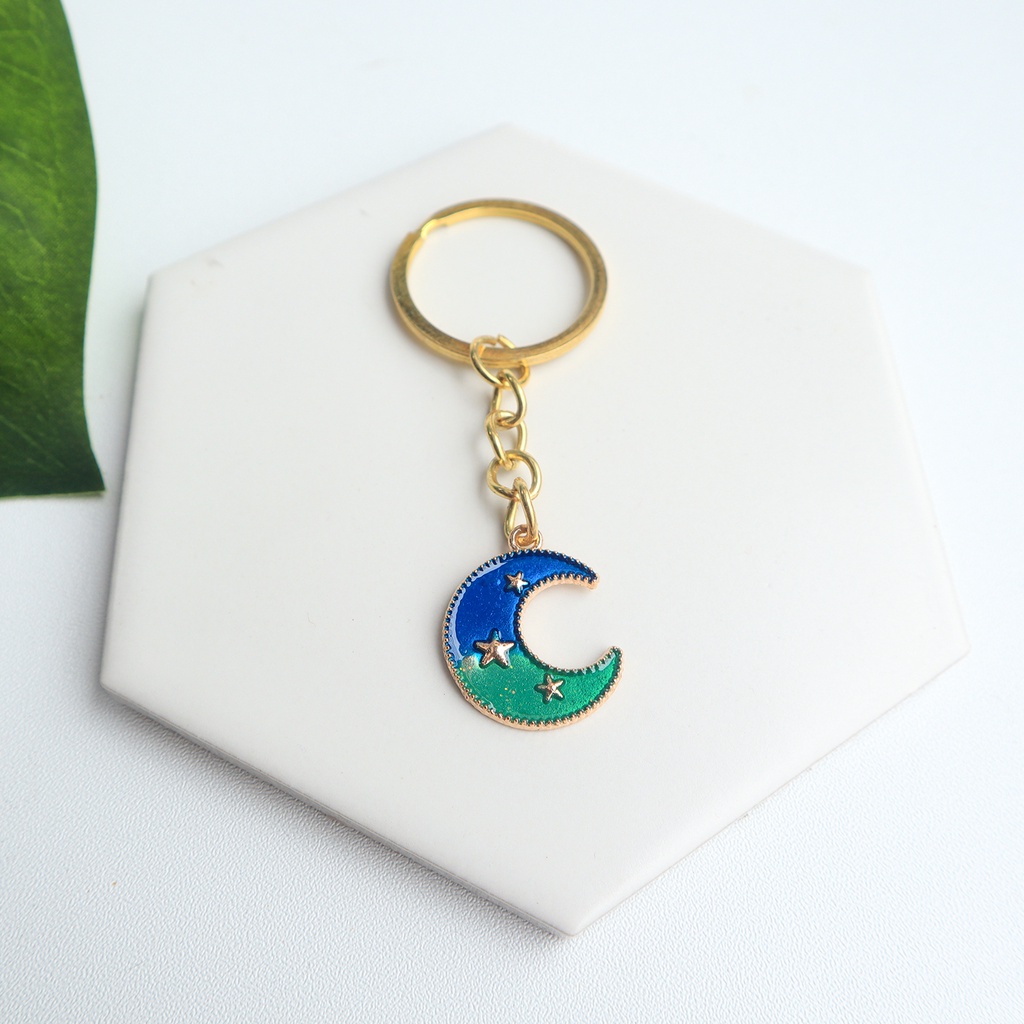 Gantungan kunci aesthetic enamel epoxy ganci starry night theme keychain aksesoris Lovelyhandproject