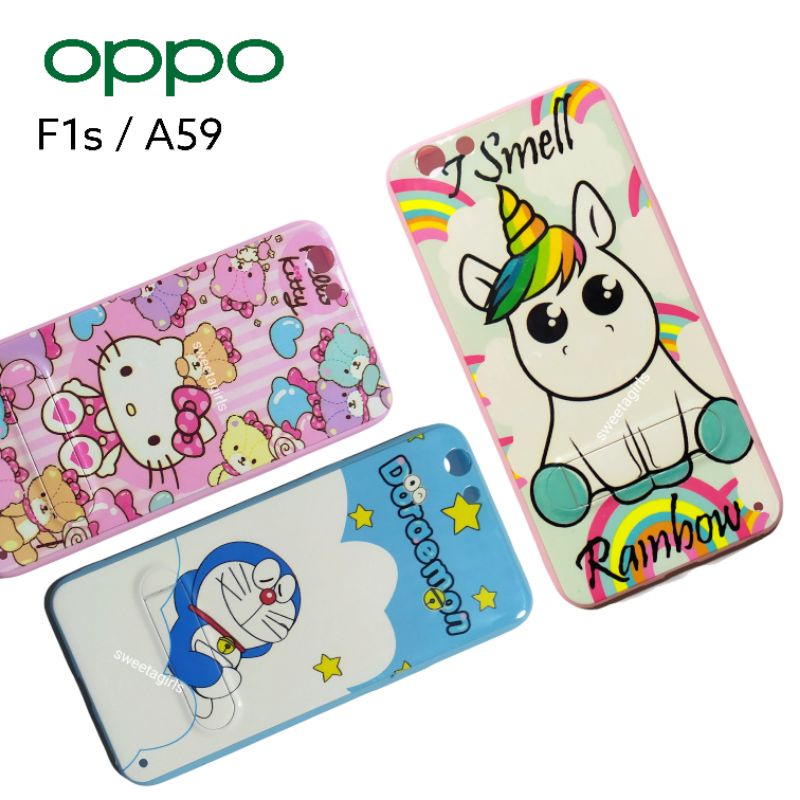 Casing Hp Lucu dengan Stand Holder - untuk Oppo F1s / A59 - Case Fuze - Sweetagirls - Gemoy - GRATIS ONGKIR - Casing Imut Lucu - Korean hardcase - Kesing - Aesthetic - Unicorn - Panda - Doraemon - Stitch - Keropi - Winnie The Pooh - Kartun Lucu