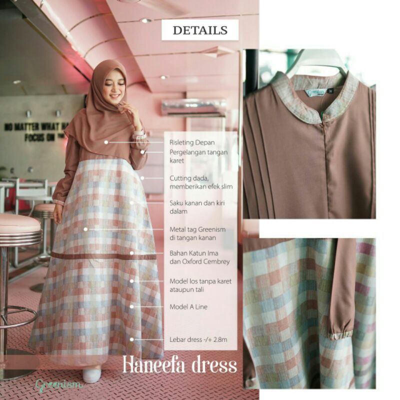 Gamis Motif Kotak Kotak HANEEFA DRESS by Greenism
