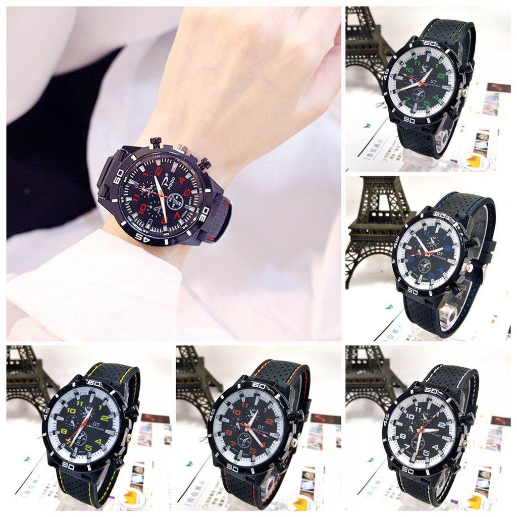 GT Jam Tangan Pria Sport Chrono Korea Fashion Quartz Men Silikon Analog Watch Analog Import