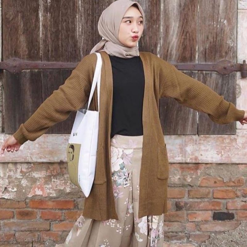PROMO !! VEGGA CARDI - Cardigan Long Belle Outer Oversize-Bronze