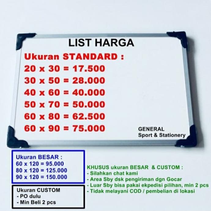 

Papan Tulis / White Board 60x80 Whiteboard