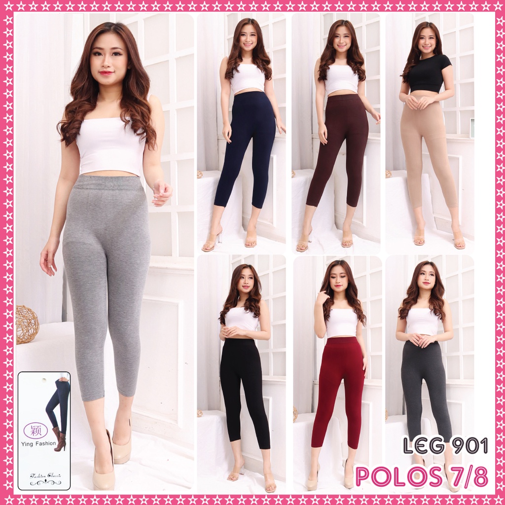 Grosir Minim 6 pcs ] Leg 701 Pendek / Legging polos pendek 7/8 import / legging polos wanita / legging polos import / legging hitam