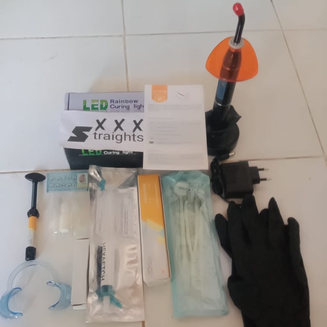 paket lengkap laser gigi dental Led cuting wireless blue dan tambal gigi 2pcs lem cair 1set diamond