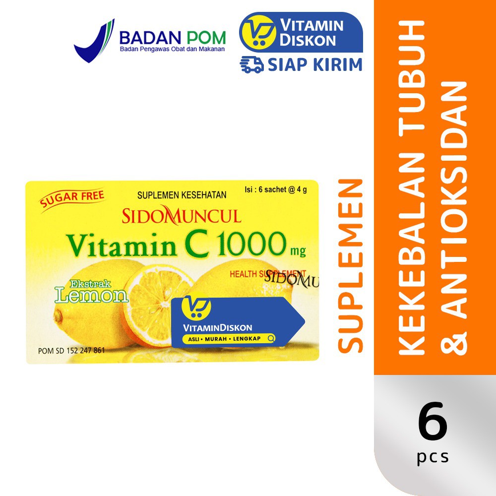 Sidomuncul Vitamin C 1000 Mg Extract Lemon 1 Box (6 Pc) | Suplemen Kekebalan Tubuh Dan Antioksidan