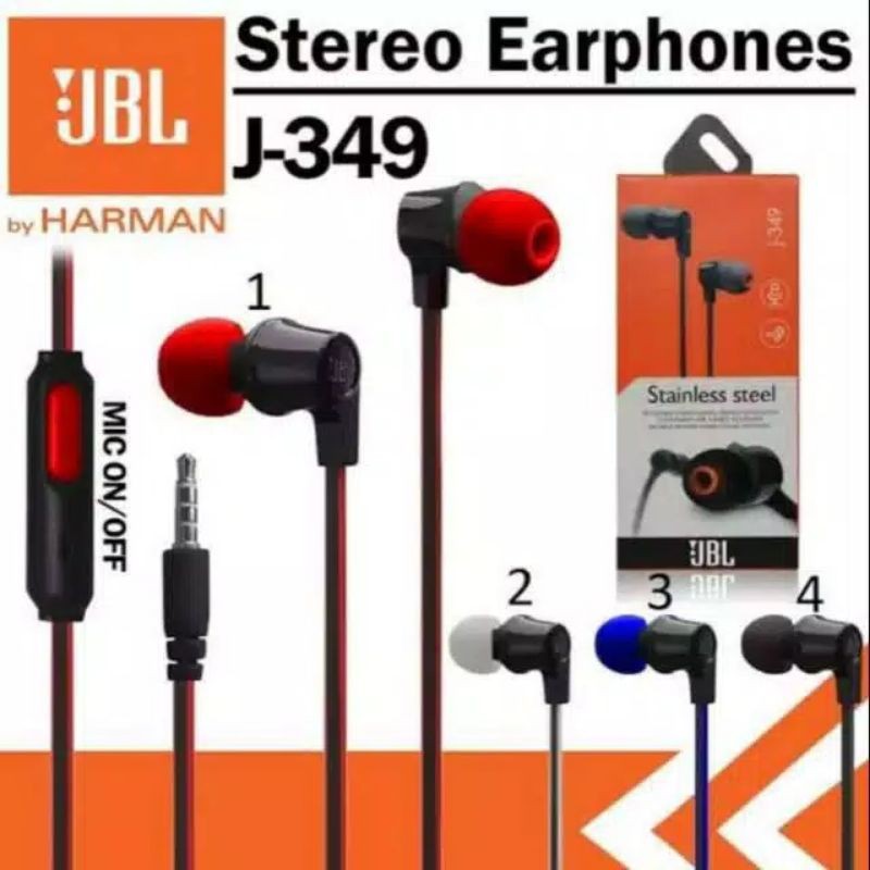 Handsfree Rub-ber series JBL J-349 Stereo Bass Premium Quality