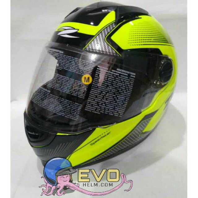 HELM ZEUS FULL FACE HELM ZEUS FULL FACE HELM ZEUS ZS-811 FLUO YELLOW AL6 BLACK - FREE SMOKE VISOR ZEUS ORIGINAL ( ONGKIR 2KG )