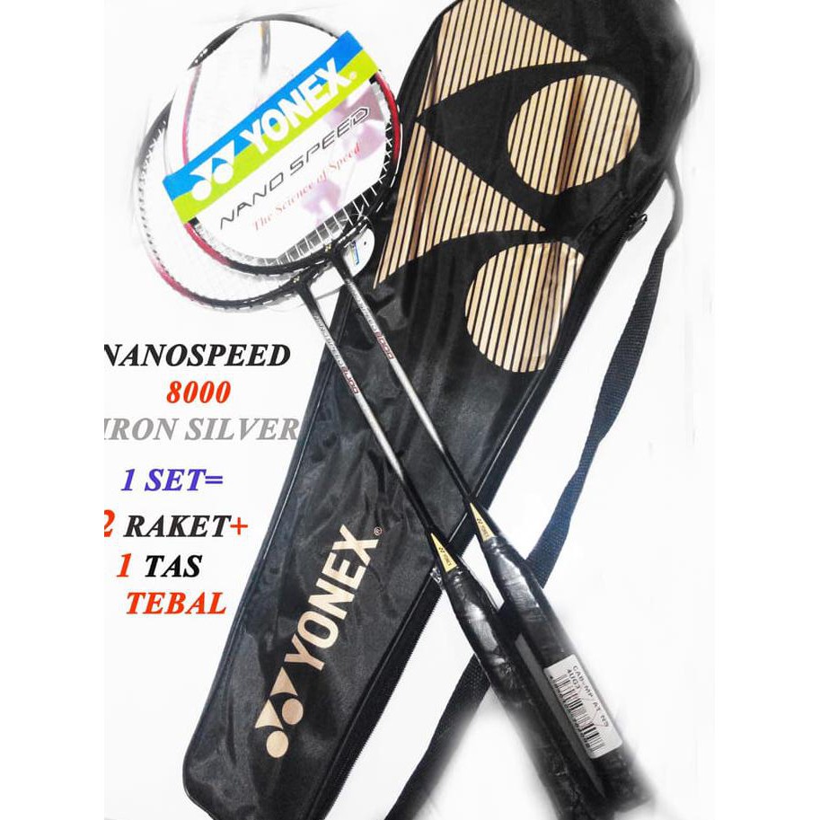 Raket Badminton Yonex Nanospeed 8000 Silver Iron ( Ganda = 2 Pcs )