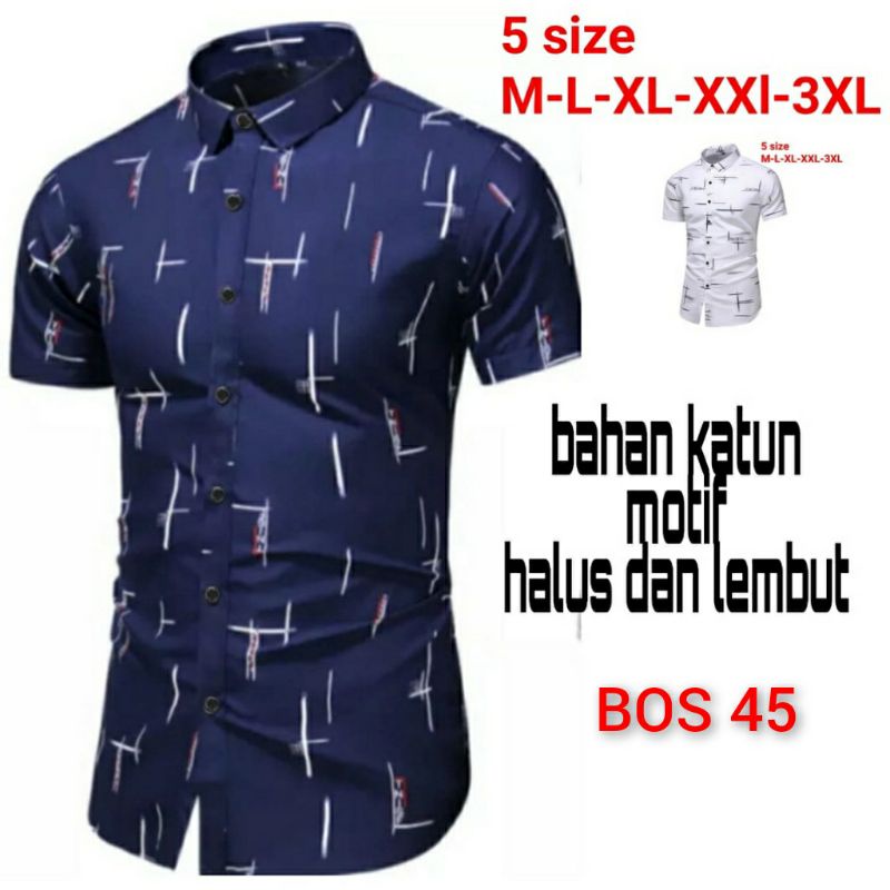 [BOS45] KEMEJA PRIA LENGAN PENDEK/KEMEJA MOTIF PENDEK/HEM COWOK MOTIF/HEM PRIA LENGAN PENDEK KEREN